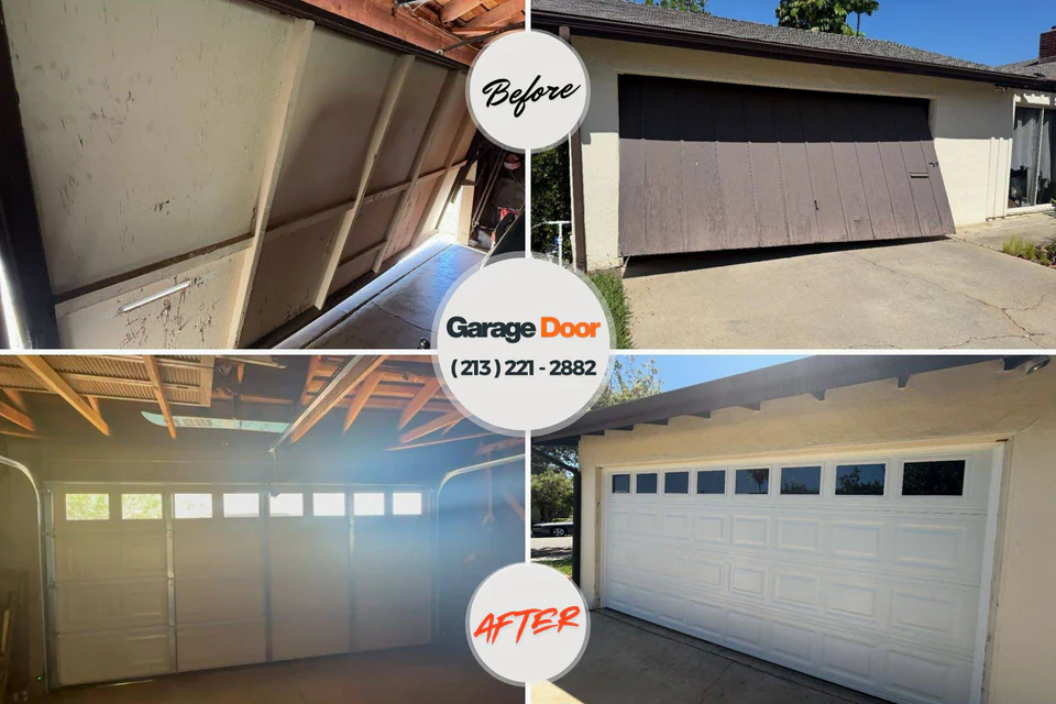 Before and after: garage door repair Lusk, WY
